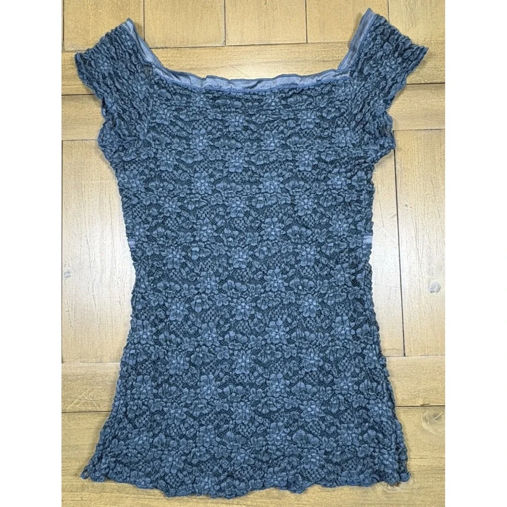 Vtg Y2K Ann Ferriday Lace‎ Stretch Corset Top Fairy Romantic Blue M Whimsigoth - Picture 5 of 11